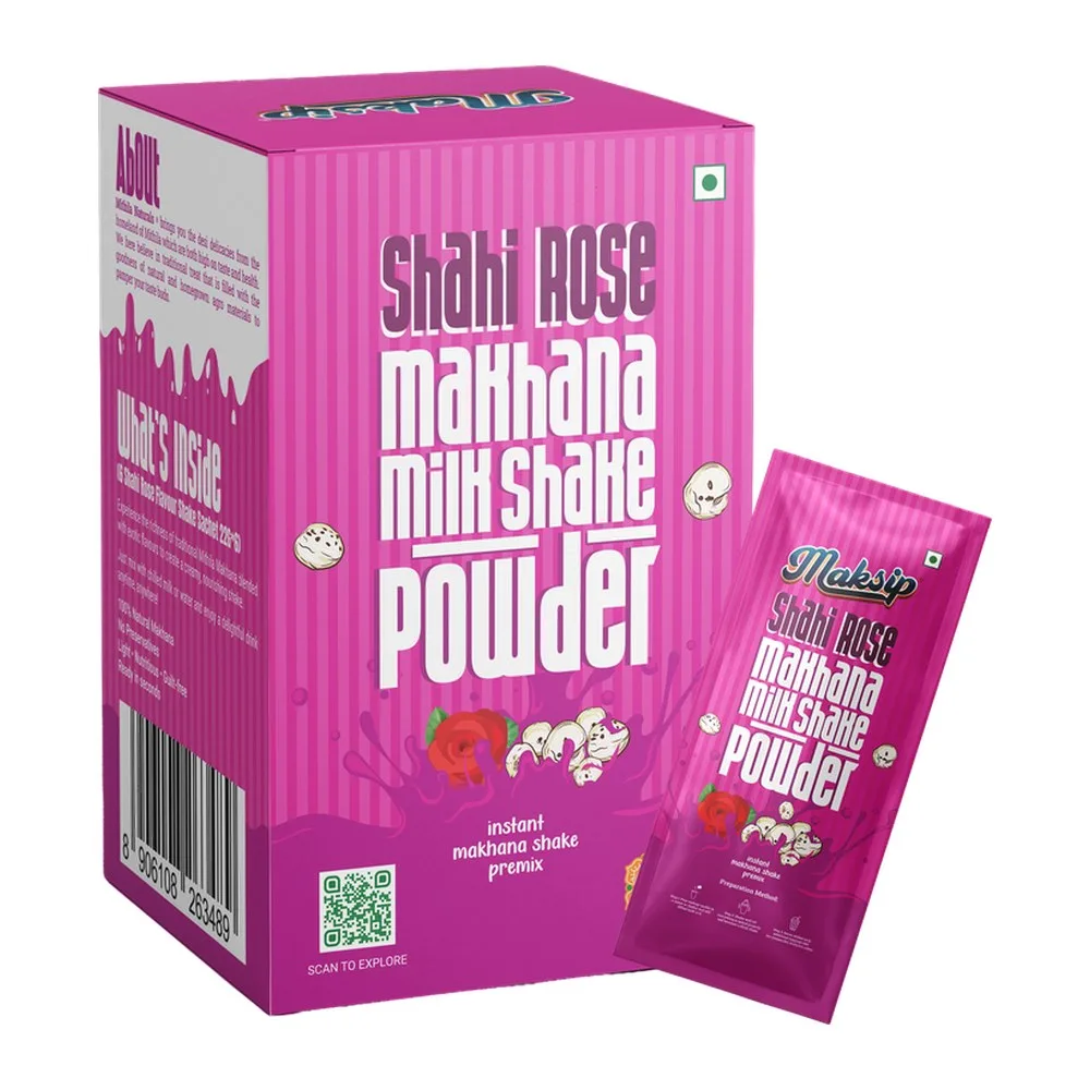 Maksip Makhana Milk Shake Premix – Shahi Rose (6 sachets)
