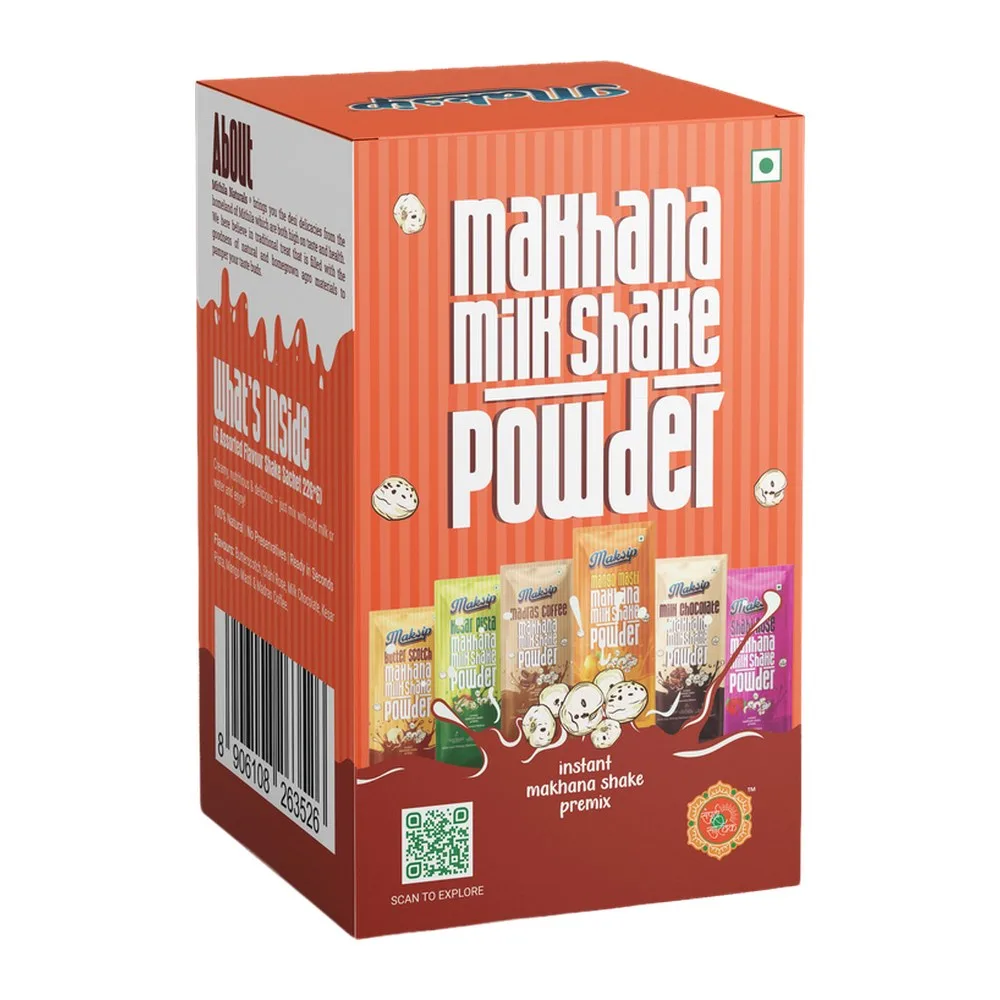 Maksip Makhana Milk Shake Premix – Assorted (6 sachets)
