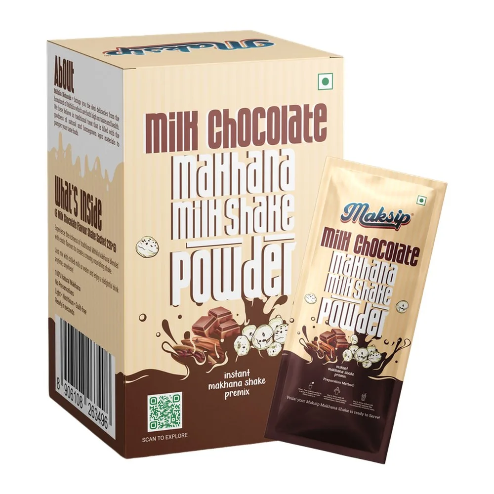 Maksip Makhana Milk Shake Premix – Milk Chocolate (6 sachets)