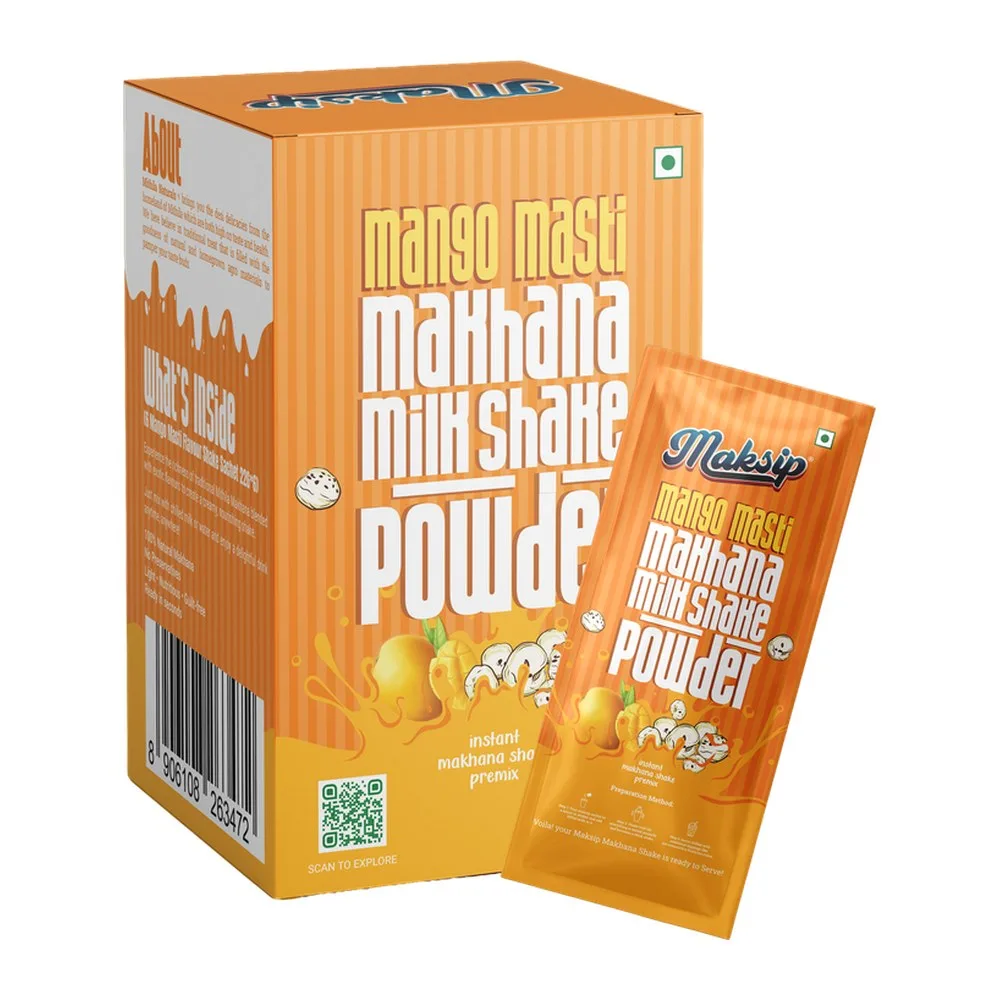 Maksip Makhana Milk Shake Premix – Mango Masti (6 sachets)