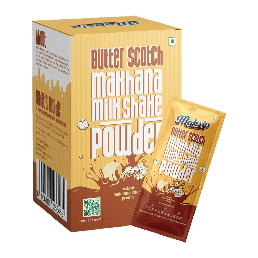 Maksip Makhana Milk Shake Premix – Butter Scotch (6 sachets)